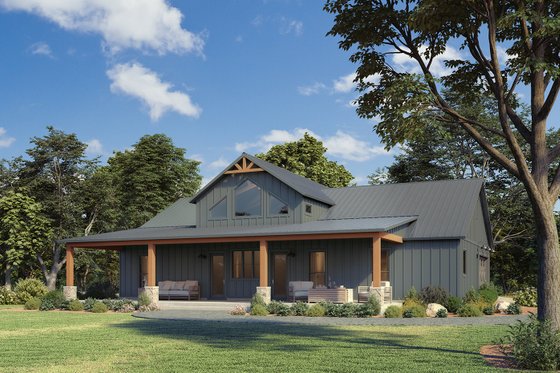 Exterior - Front Elevation 7 for Farmhouse House Plan #1074-119 - 4 bed, 3 bath