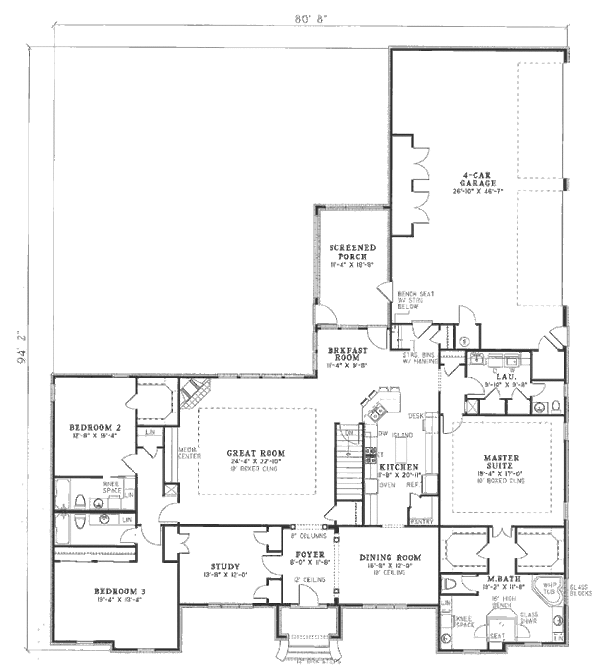 House Plan Design - Traditional Floor Plan - Main Floor Plan #17-1014