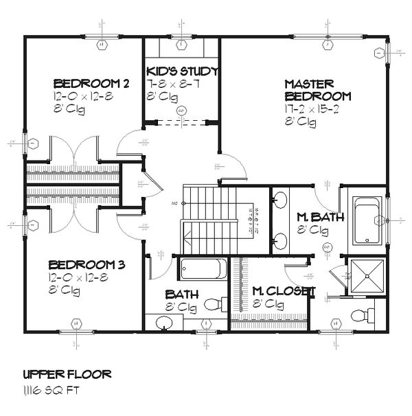 Home Plan - Colonial Floor Plan - Upper Floor Plan #901-22