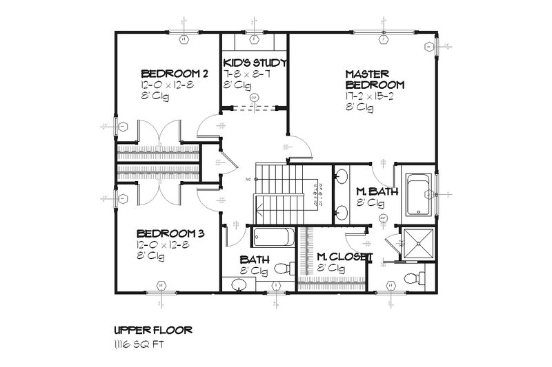 Dream House Plan - Floor Plan - Upper Floor for Colonial House Plan #901-22 - 3 bed, 2.5 bath
