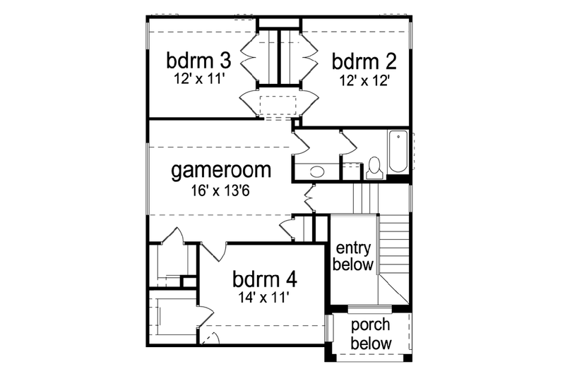 House Design - Floor Plan - Upper Floor for Traditional House Plan #84-573 - 4 bed, 3 bath
