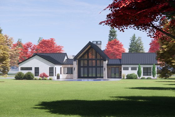Exterior - Rear Elevation for Modern House Plan #1096-60 - 4 bed, 3 bath