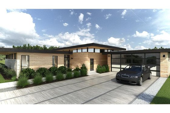 Exterior - Front Elevation for Modern House Plan #498-4 - 3 bed, 2 bath