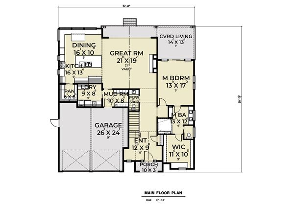 Architectural House Design - Farmhouse Floor Plan - Main Floor Plan #1070-134