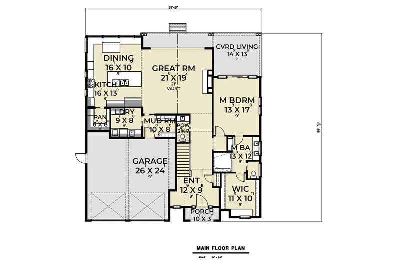 House Plan Design - Floor Plan - Main Floor for Farmhouse House Plan #1070-134 - 3 bed, 3.5 bath