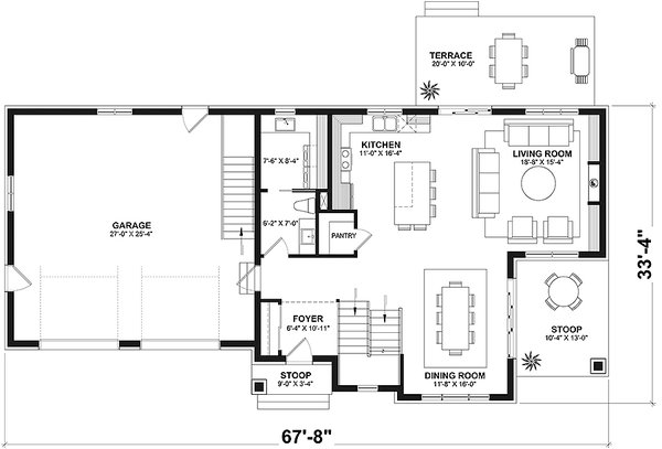 Architectural House Design - Farmhouse Floor Plan - Main Floor Plan #23-2782