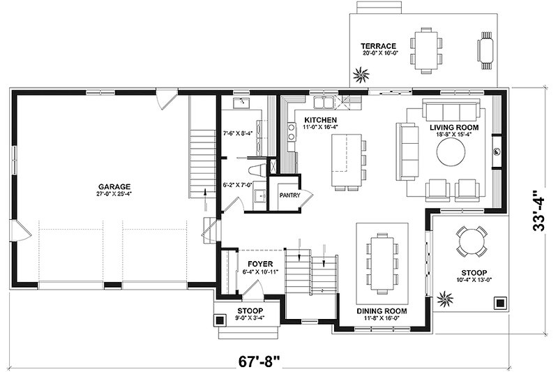 Dream House Plan - Floor Plan - Main Floor for Farmhouse House Plan #23-2782 - 5 bed, 2.5 bath