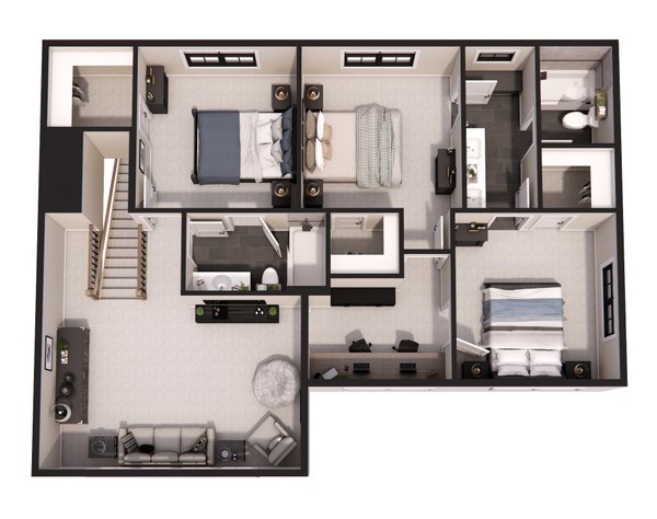 Architectural House Design - Farmhouse Floor Plan - Upper Floor Plan #51-1383