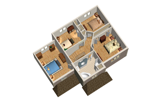 Floor Plan - Upper Floor 1 for European House Plan #25-4681 - 3 bed, 1 bath