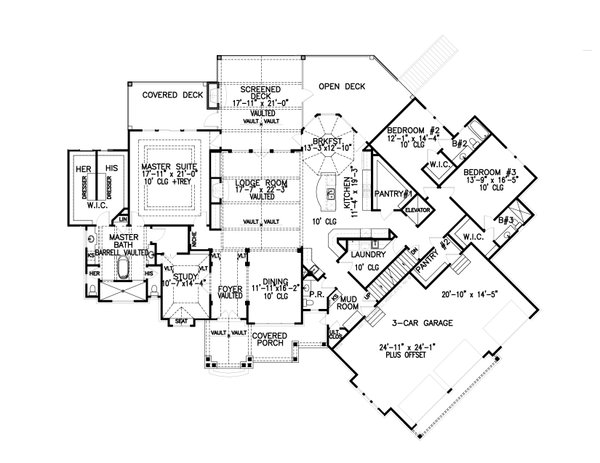 Architectural House Design - Ranch Floor Plan - Main Floor Plan #54-445