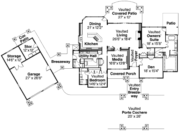 House Plan Design - Craftsman Floor Plan - Main Floor Plan #124-704
