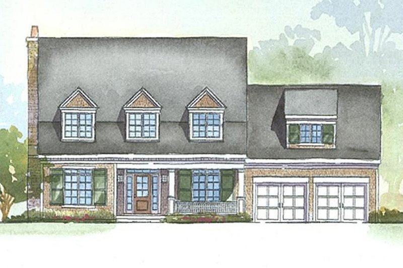 House Plan Design - Traditional style, Covered front porch, elevation