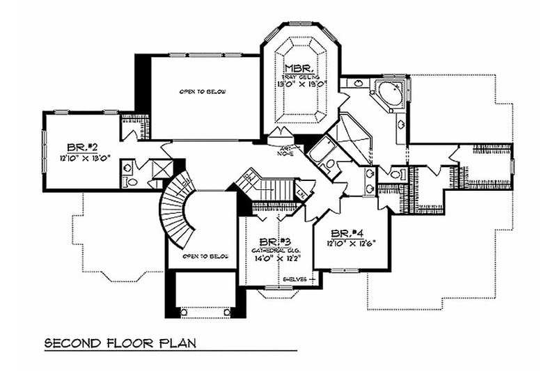 Home Plan - Floor Plan - Upper Floor for European House Plan #70-535 - 4 bed, 3.5 bath