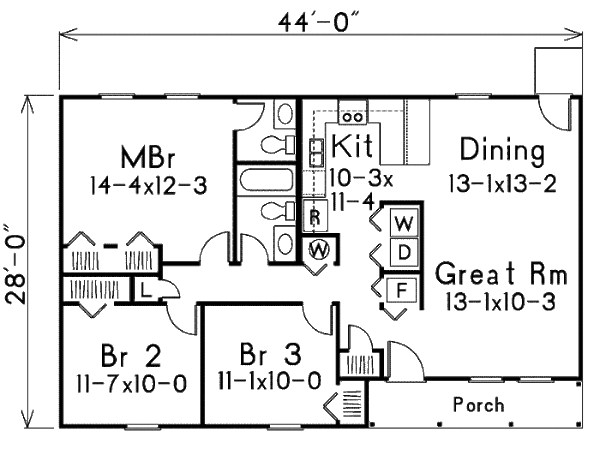 Ranch Floor Plan - Main Floor Plan #57-529