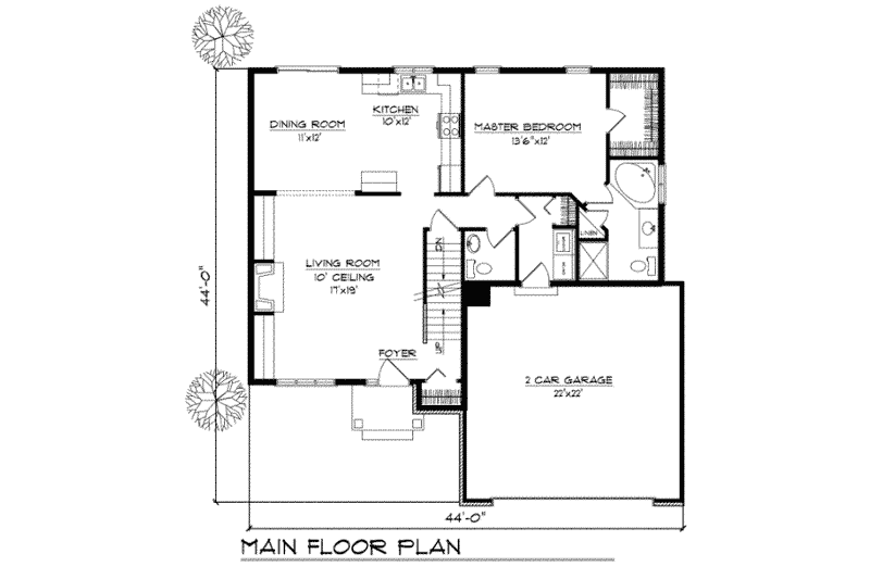 House Plan Design - Floor Plan - Main Floor for Traditional House Plan #70-272 - 3 bed, 2.5 bath