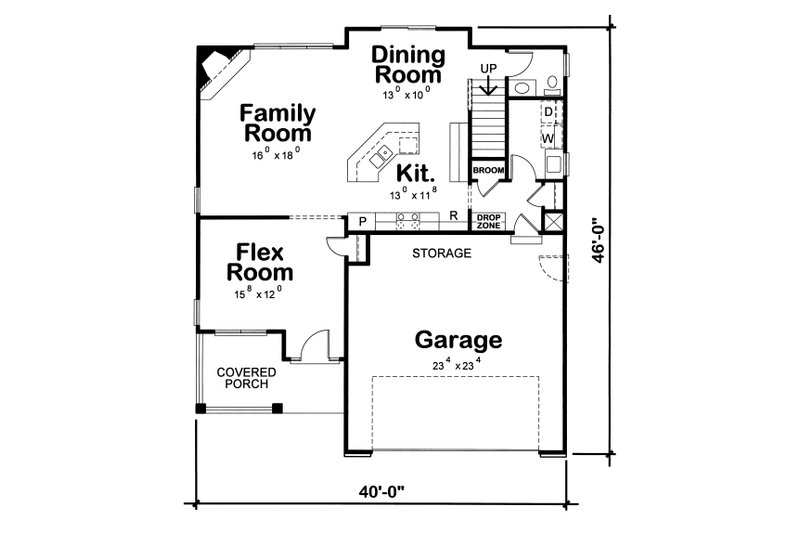 House Blueprint - Floor Plan - Main Floor for Traditional House Plan #20-1769 - 4 bed, 3 bath