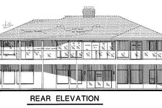 Exterior - Rear Elevation for European House Plan #18-176 - 3 bed, 2.5 bath