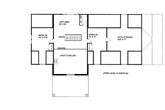 Floor Plan - Upper Floor for Bungalow House Plan #117-621 - 3 bed, 2.5 bath