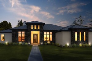 Exterior - Front Elevation 3 for Modern House Plan #1110-21 - 4 bed, 3.5 bath