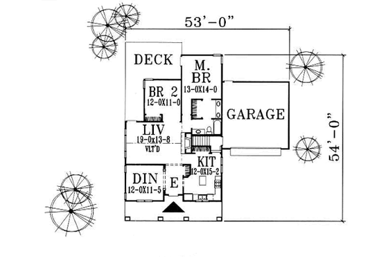 Floor Plan - Main Floor for Bungalow House Plan #50-223 - 2 bed, 1 bath