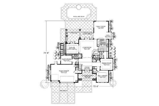 Floor Plan - Main Floor for Mediterranean House Plan #420-244 - 6 bed, 4 bath