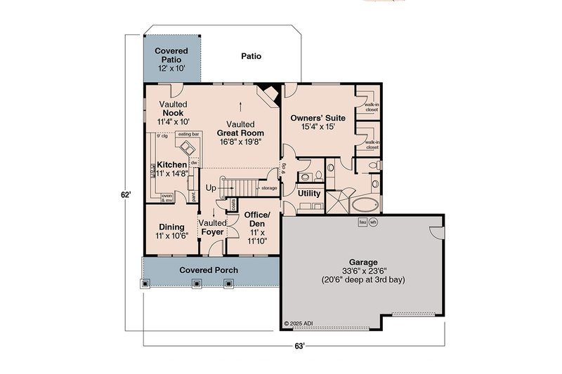 House Plan Design - Floor Plan - Main Floor for Farmhouse House Plan #124-517 - 3 bed, 2.5 bath