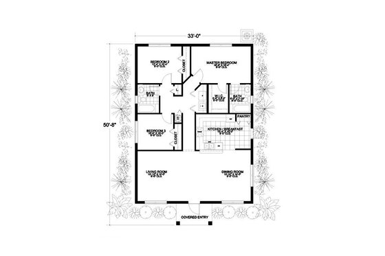 Floor Plan - Main Floor for Mediterranean House Plan #420-203 - 3 bed, 2 bath