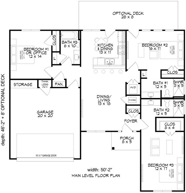 Architectural House Design - Craftsman Floor Plan - Main Floor Plan #932-1038