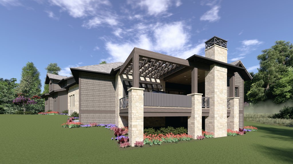 Exterior - Rear Elevation for Farmhouse House Plan #1069-21 - 2 bed, 2.5 bath