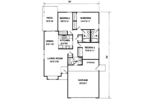 Floor Plan - Main Floor for Traditional House Plan #116-206 - 3 bed, 2 bath