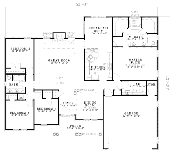 Dream House Plan - Traditional Floor Plan - Main Floor Plan #17-455