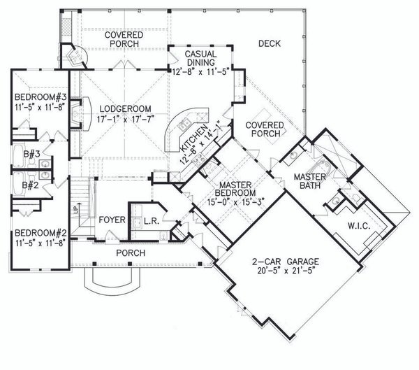 Home Plan - Craftsman Floor Plan - Main Floor Plan #54-493