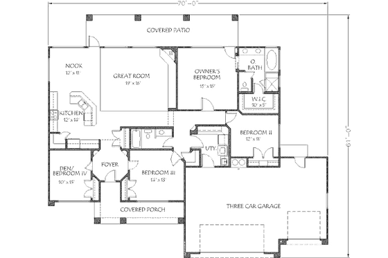 Floor Plan - Main Floor for Adobe / Southwestern House Plan #24-248 - 4 bed, 2 bath