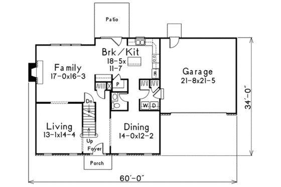 Floor Plan - Main Floor for Colonial House Plan #57-213 - 4 bed, 2.5 bath