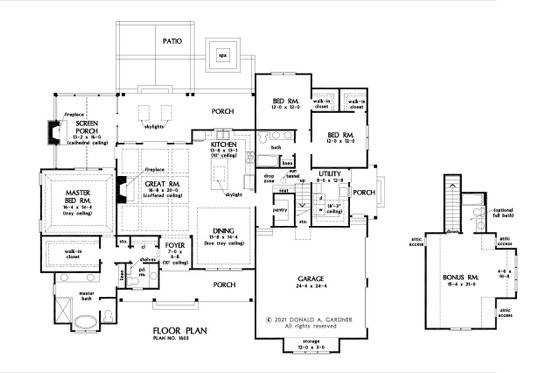 Floor Plan - Main Floor for Farmhouse House Plan #929-1146 - 3 bed, 2.5 bath