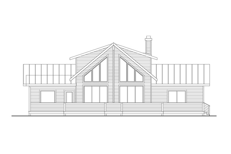 House Blueprint - Exterior - Rear Elevation 3 for Cabin House Plan #124-1444 - 3 bed, 2.5 bath