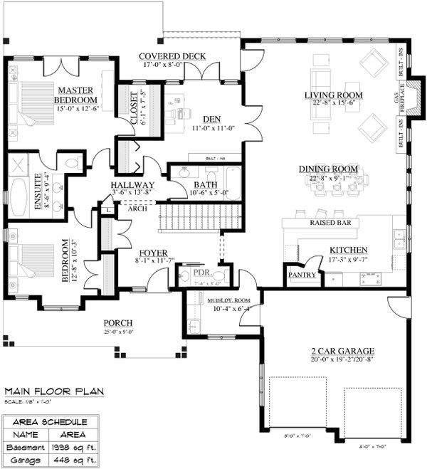 Craftsman Floor Plan - Main Floor Plan #1101-4