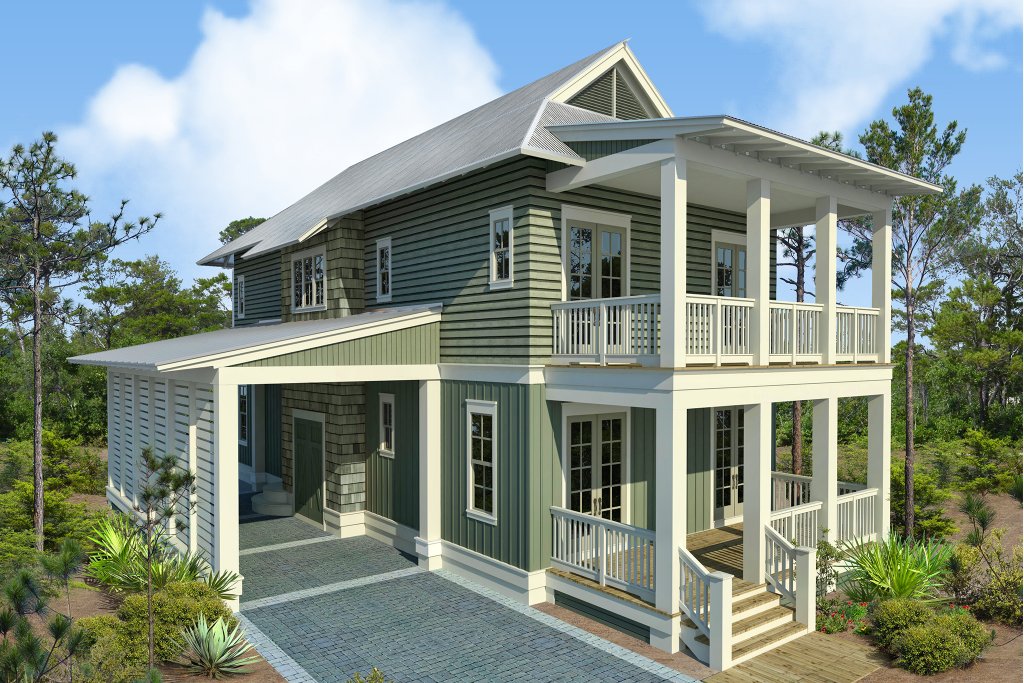 Beach Style House Plan - 4 Beds 4.5 Baths 2493 Sq/Ft Plan #443-17
