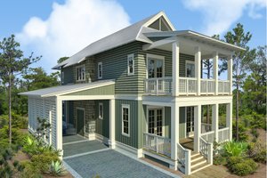 Beach Exterior - Front Elevation Plan #443-17