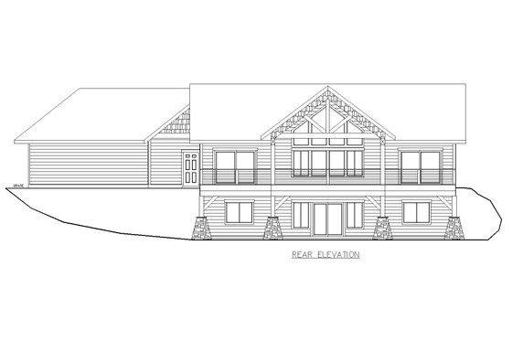 Exterior - Rear Elevation for Craftsman House Plan #117-1044 - 4 bed, 3.5 bath