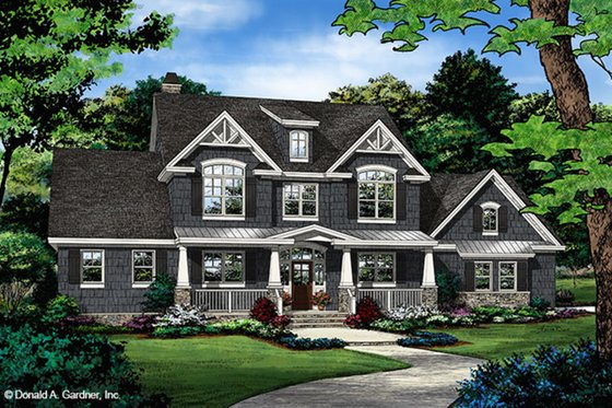 Exterior - Front Elevation 3 for Craftsman House Plan #929-60 - 4 bed, 3.5 bath