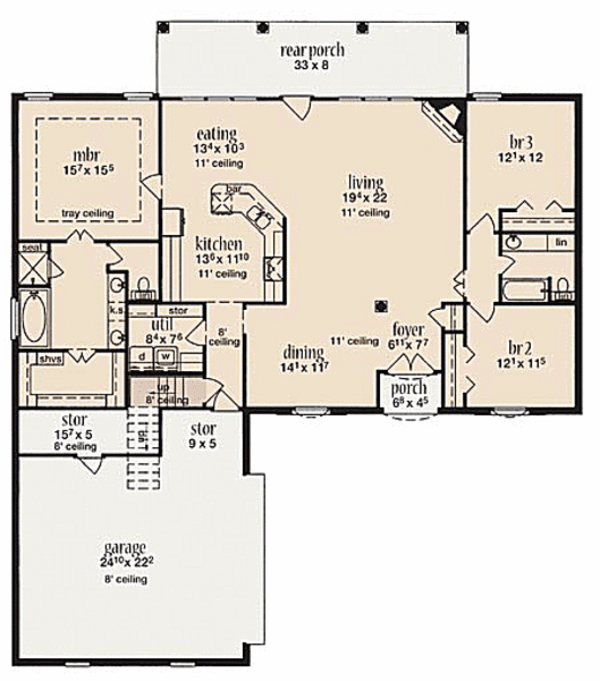 House Plan Design - European Floor Plan - Main Floor Plan #36-490