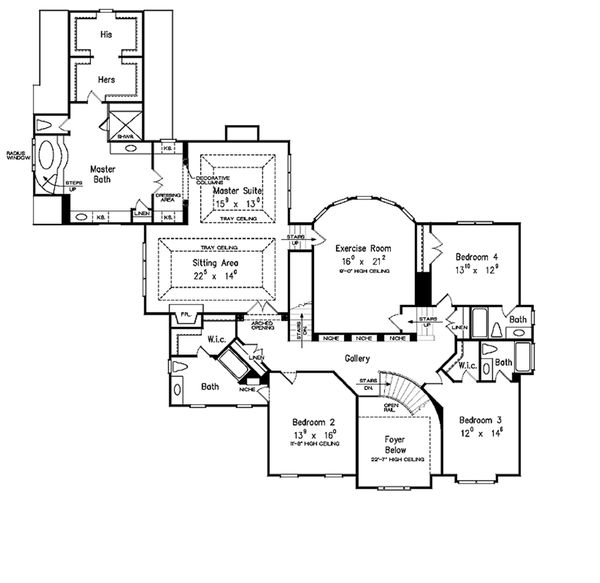 Country Floor Plan - Upper Floor Plan #927-37