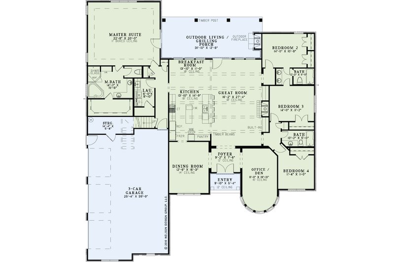 Home Plan - Floor Plan - Main Floor for Country House Plan #17-3342 - 4 bed, 3 bath