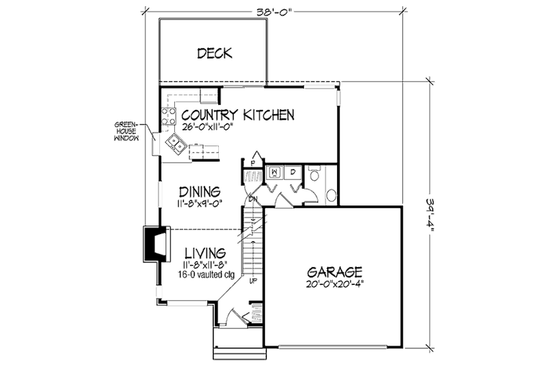 Architectural House Design - Floor Plan - Main Floor for Traditional House Plan #320-332 - 3 bed, 4.5 bath