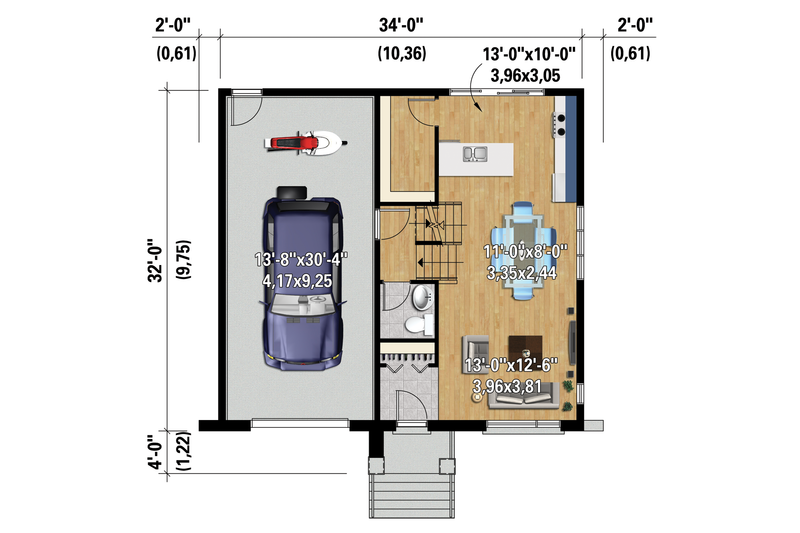 Dream House Plan - Floor Plan - Main Floor 1 for Contemporary House Plan #25-4283 - 2 bed, 1 bath