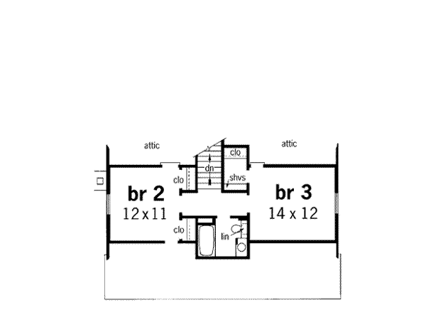 Traditional Floor Plan - Upper Floor Plan #45-116