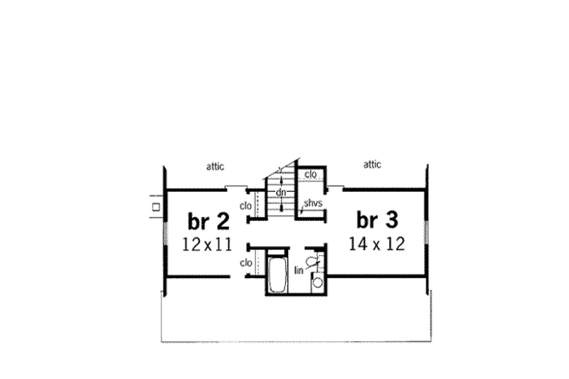 Home Plan - Floor Plan - Upper Floor for Traditional House Plan #45-116 - 3 bed, 2 bath