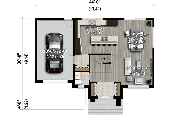 Floor Plan - Main Floor for Contemporary House Plan #25-4891 - 3 bed, 1.5 bath