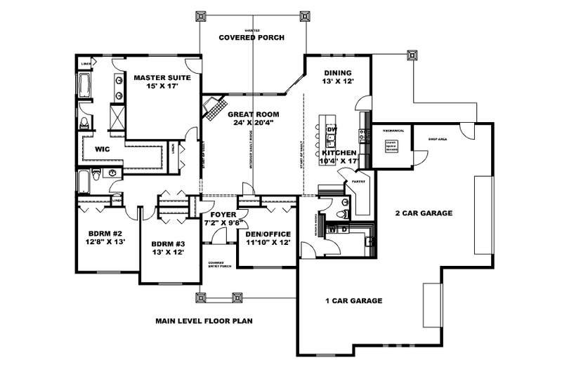 Dream House Plan - Floor Plan - Main Floor for Ranch House Plan #117-940 - 4 bed, 2.5 bath
